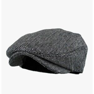 Men's Newsboy Ivy Hat Wool Blend Tweed Large/X-Large Grey Classic Herringbone